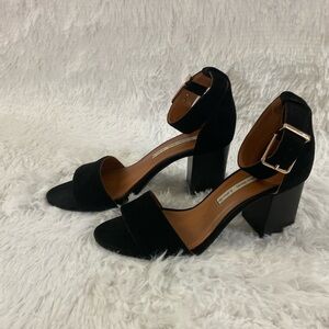 & OTHER STORIES BLACK SUEDE WOMEN SANDALS WITH BLOCK HEEL. SIZE-37, US 7.